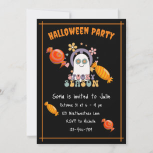 Cute spooky season candy orange Halloween Party Invitation