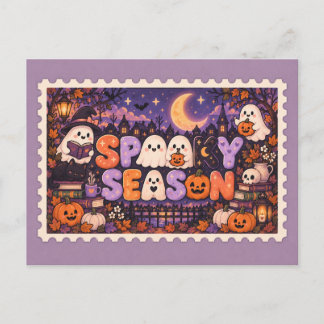 Cute Spooky Season Halloween Stamp Postcard