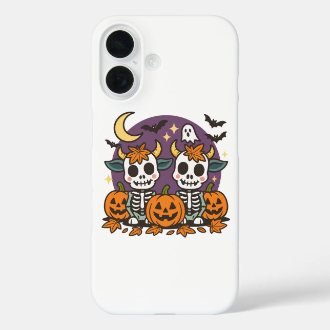 Cute Spooky Skeleton Cows with Pumpkins  Case-Mate iPhone Case (Back)