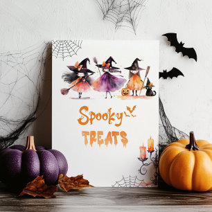 Cute Spooky treats Halloween witches Birthday Poster
