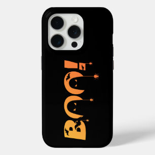 Cute Spooky Typography with Bats & Spiders iPhone 15 Pro Case