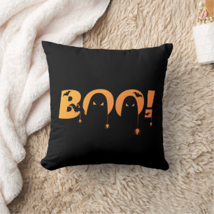 Cute Spooky Typography with Bats & Spiders Cushion