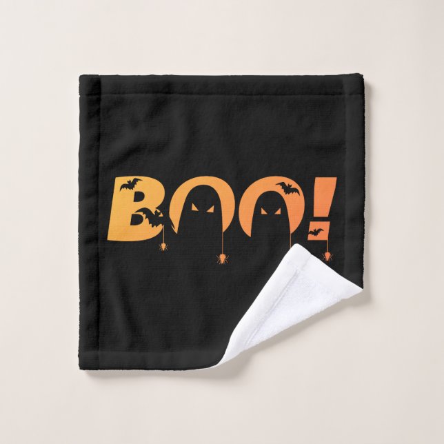 Cute Spooky Typography with Bats & Spiders Wash Cloth (Wash Cloth)
