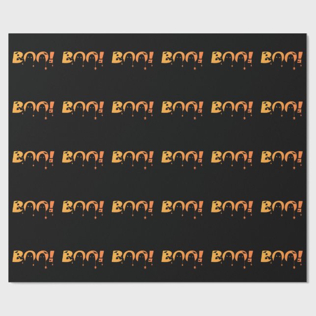 Cute Spooky Typography with Bats & Spiders Wrapping Paper (Flat)