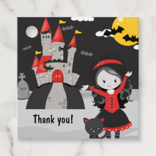 Cute Spooky Vampire Girl Halloween Kids  Favour Tags