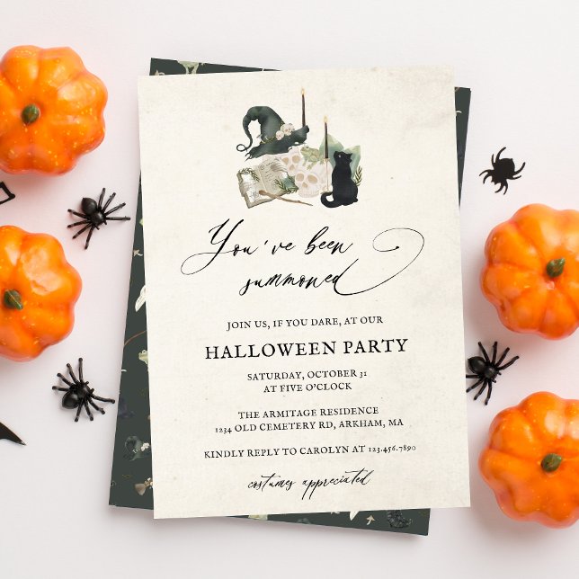 Cute Spooky Watercolor Calligraphy Halloween Party Invitation (Creator Uploaded)
