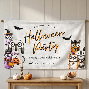 Cute Spooky Watercolor Halloween Party Banner