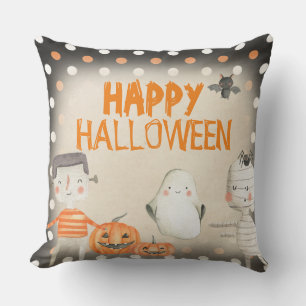 Cute Spooky Watercolor Happy Halloween Cushion