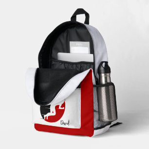 Cute Sports Man Fitness Athletic Red Logo Printed Backpack