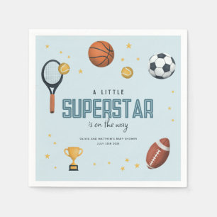 Cute Sports Superstar Boys Baby Shower Napkin