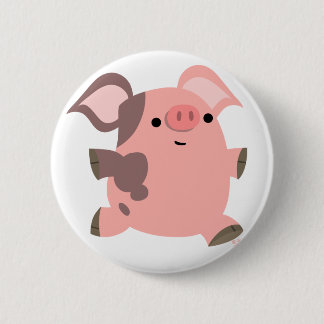 Cute Sporty Cartoon Pig Button Badge