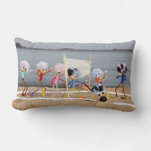 Cute sporty dolls playing on the beach lumbar cushion