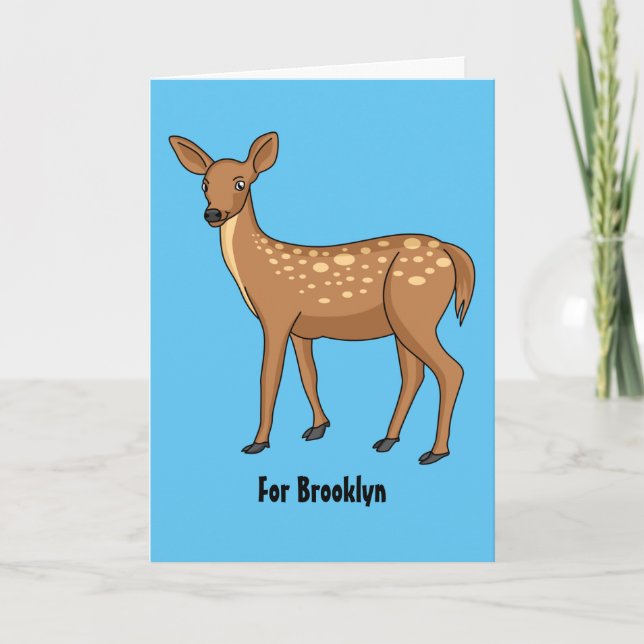 Cute spotted deer cartoon illustration card (Front)