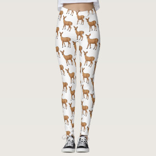 Cute spotted deer cartoon illustration leggings