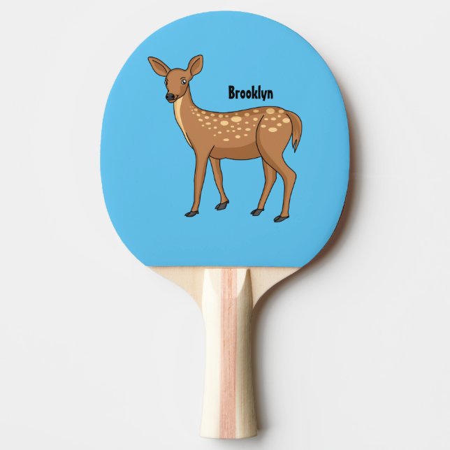 Cute spotted deer cartoon illustration ping pong paddle (Front)