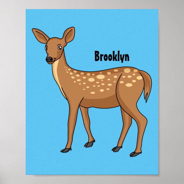 Cute spotted deer cartoon illustration poster (Front)
