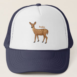 Cute spotted deer cartoon illustration trucker hat