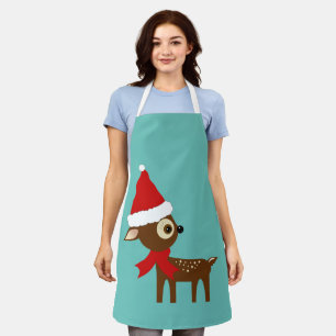 Cute Spotted Deer Christmas Art Apron