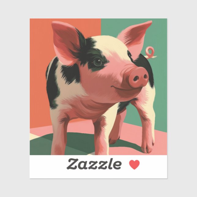 Cute Spotted Pig Colourful Pop Art (Sheet)