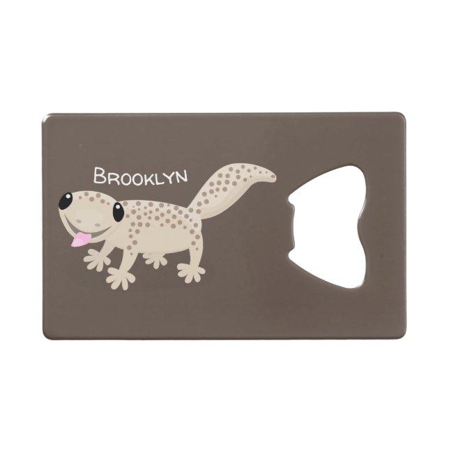 Cute spotted tan gecko cartoon illustration (Front (Horizontal))