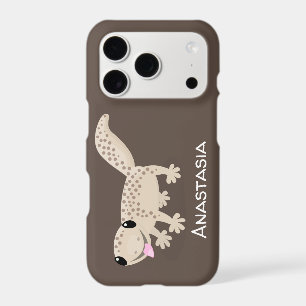 Cute spotted tan gecko cartoon illustration