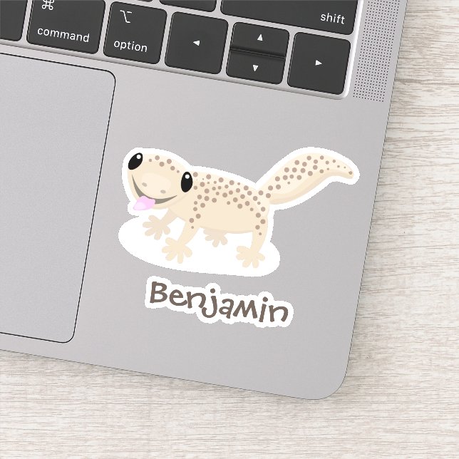 Cute spotted tan gecko cartoon illustration (Detail)