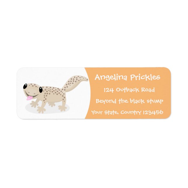 Cute spotted tan gecko cartoon illustration (Front)