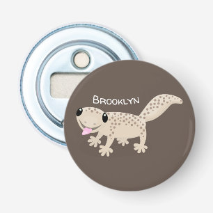 Cute spotted tan gecko cartoon illustration bottle opener