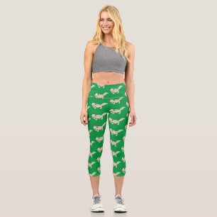Cute spotted tan gecko cartoon illustration capri leggings