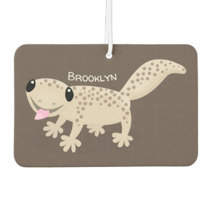 Cute spotted tan gecko cartoon illustration  car air freshener