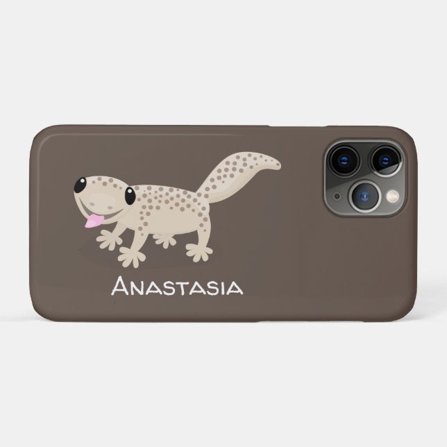 Cute spotted tan gecko cartoon illustration Case-Mate iPhone case (Back (Horizontal))