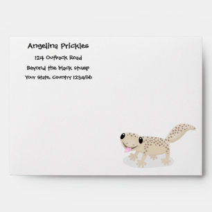 Cute spotted tan gecko cartoon illustration envelope