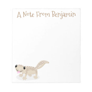 Cute spotted tan gecko cartoon illustration notepad