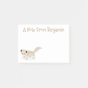 Cute spotted tan gecko cartoon illustration post-it notes