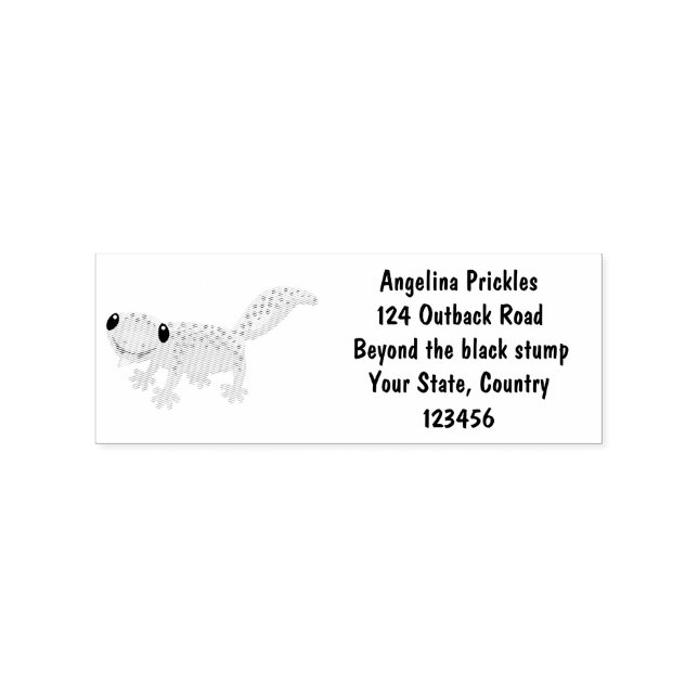 Cute spotted tan gecko cartoon illustration rubber stamp (Imprint)