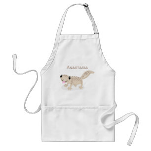 Cute spotted tan gecko cartoon illustration standard apron