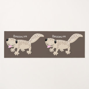 Cute spotted tan gecko cartoon illustration yoga mat