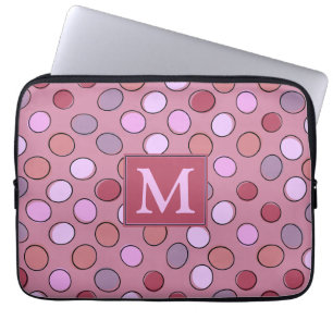 Cute Spotty Pattern Pink Monogram Laptop Sleeve