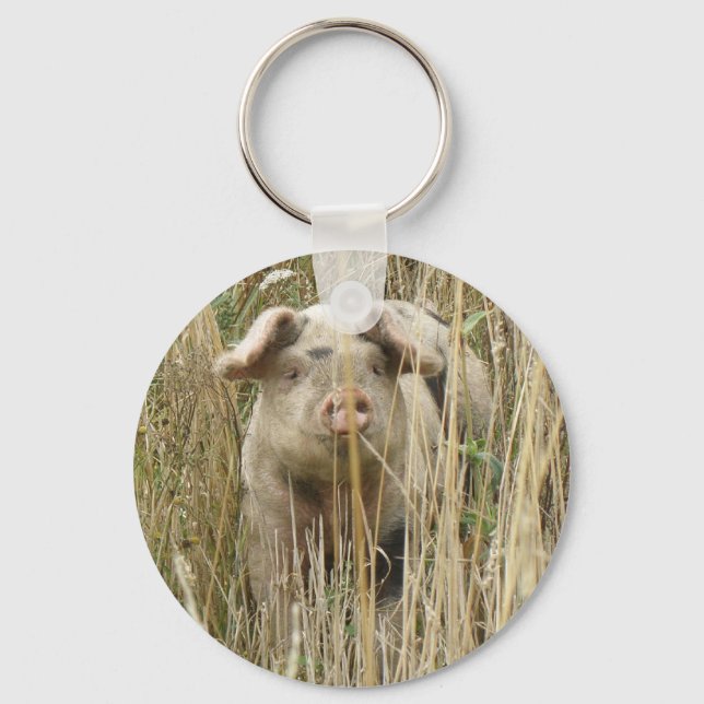 Cute Spotty Pig Keychain (Front)