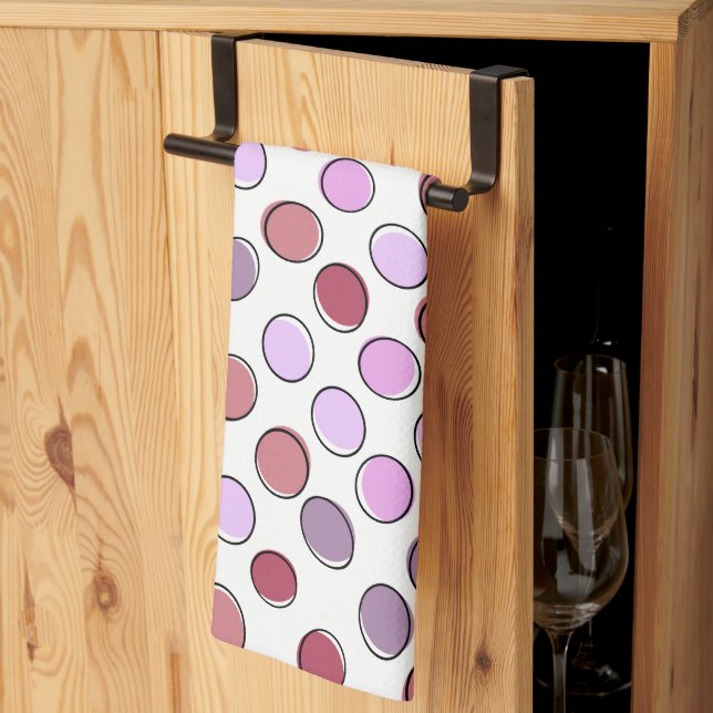 Cute Spotty Pink and Purple Pattern Tea Towel (Thirds Fold)