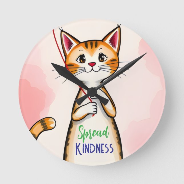 Cute Spread Kindness Cat Clock (Front)