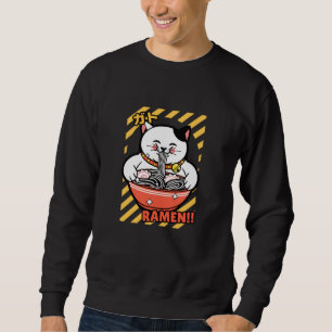 Cute Spread Love Lucky Cat from Japan Eating Ramen Sweatshirt