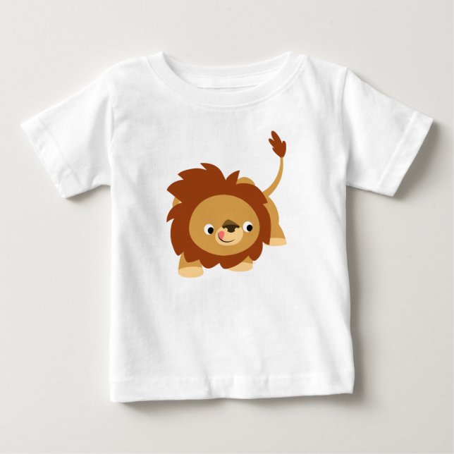 Cute Sprightly Cartoon Lion Baby T-Shirt (Front)
