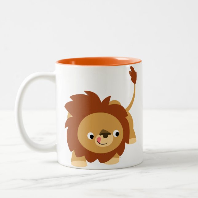 Cute Sprightly Cartoon Lion Mug (Left)