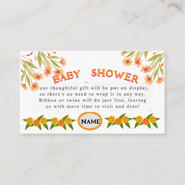 cute spring baby shower   enclosure card (Front)