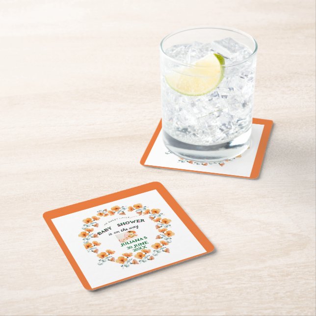 cute spring baby shower   square paper coaster (Insitu)