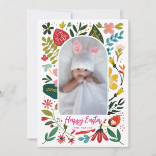 Cute Spring Blooms Baby's Blissful Easter Holiday Card