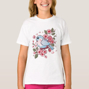 Cute Spring Bluebird & Cherry Blossom Watercolor A T-Shirt
