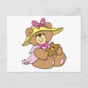 Cute Spring Bonnet Teddy Bear Postcard