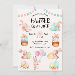 Cute Spring Bunnies Easter Invitation